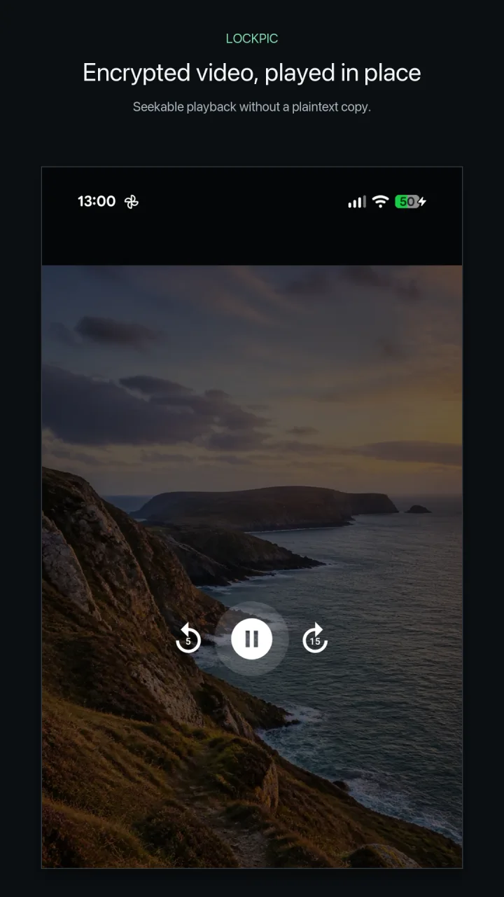 A sample coastal video playing securely inside Lockpic